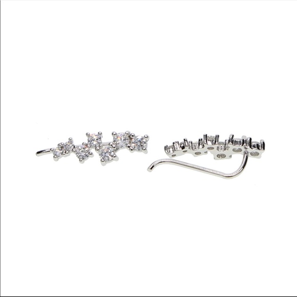 925 rhinestone cz Ear climber cluster earrings - Picture 3 of 5